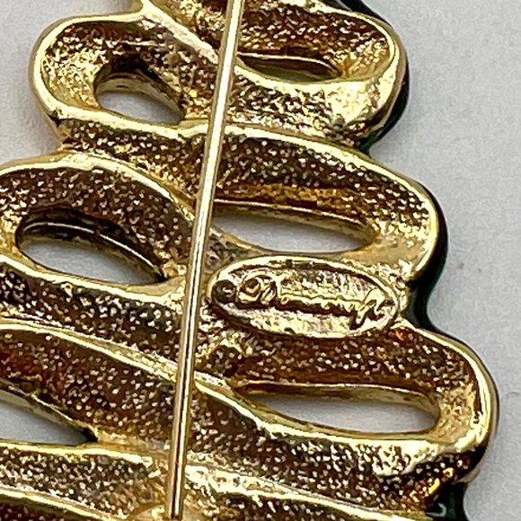 Christmas Tree Brooch Danecraft Green Ribbon - Picture 4 of 4